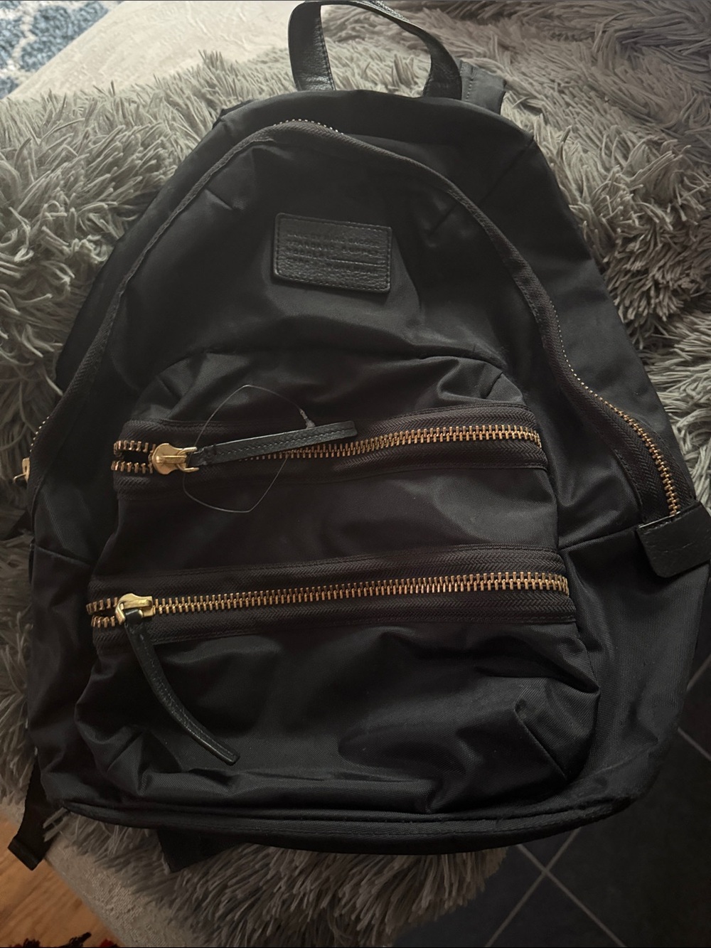 Marc Jacobs Black Nylon Backpack with Gold Hardware
